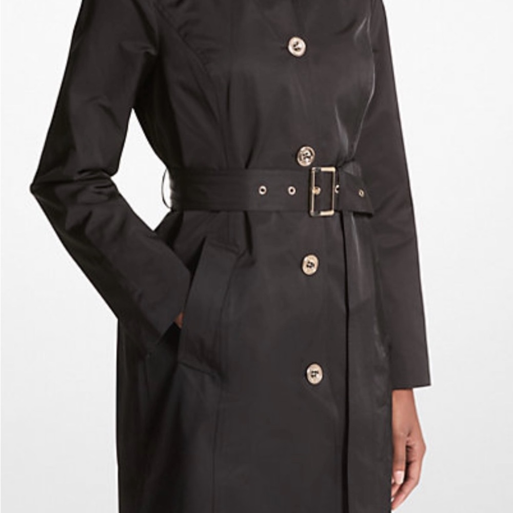 NWT Michael Michael Kors Black Belted Slim Trench Coat Women’s Size M 325.00